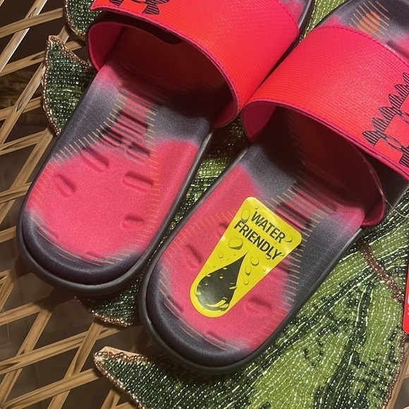 Brand New Under Armour Water Friendly Mercenary Slides Large Strap Pink Sandals - Picture 5 of 10